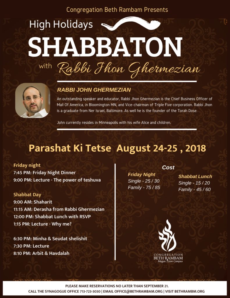 Shabbaton With Rabbi John Ghermezian