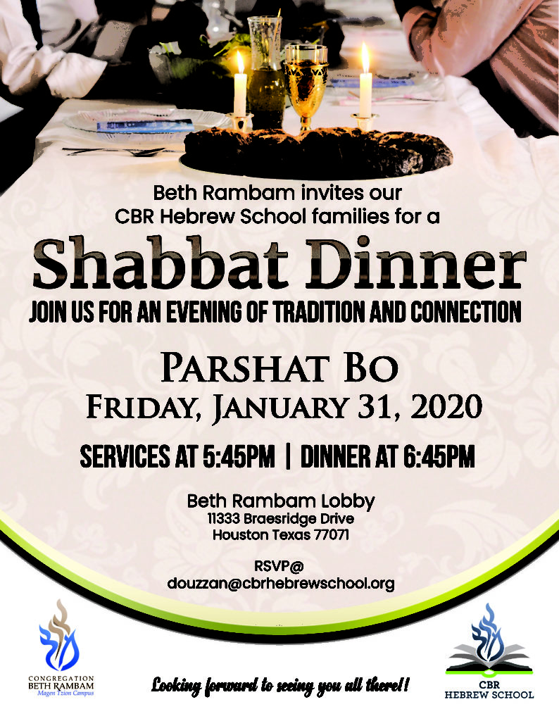 CBR Hebrew School Shabbat Dinner